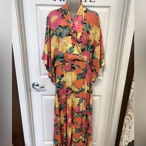 Jens Pirates Booty Floral Kimono Sleeve Maxi Dress